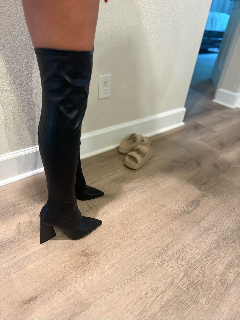 Over-the-Knee Pointed Toe Block Heel Boots - Black from forever 21